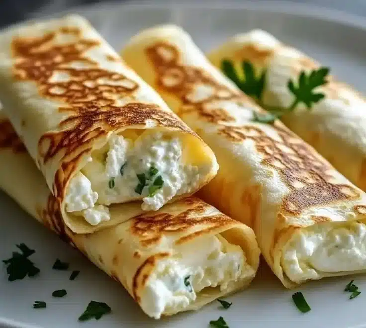 Quick 2-ingredient cottage cheese wraps served on a plate