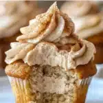 Delicious snickerdoodle cupcakes topped with cinnamon frosting.