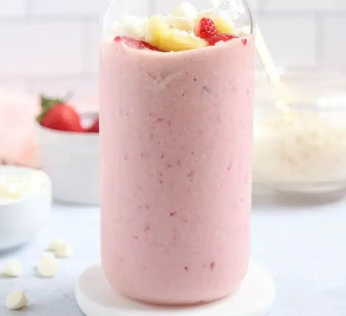 Delicious tropical smoothie made with a blend of fresh fruits and coconut